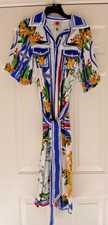 FARM RIO Tropical Destination Midi Dress Belted printed linen-blend  XS