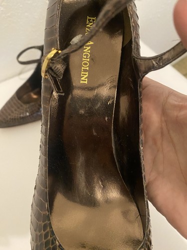 Enzo Angiolini Heels Women's 9M Brown Pointed-Toe Snake Print Leather Closed-Toe - Picture 12 of 13