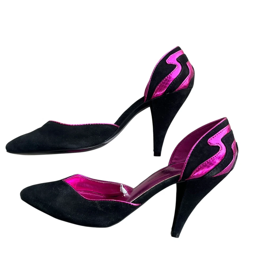 Женские туфли-лодочки Sigerson Morrison 7,5 цвет черный замшевый металлик розовый с острием Lustra D'Orsay - Изображение 2 из 4