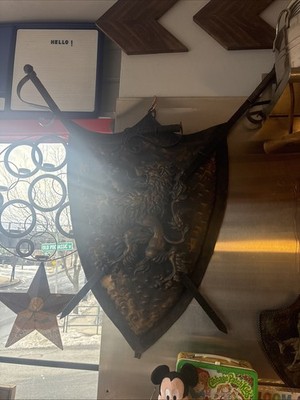 Medieval Wall Hanging Display Shield of Spanish ''El Cid'' /w Cross & Brass Emblem