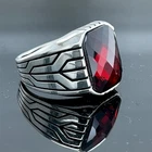Men Ruby Red Stone Ring 925 Sterling Silver Ottoman Handmade Gift For Him