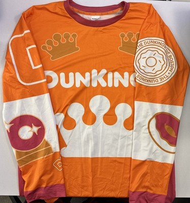Dunkin DunKings Long Sleeve Shirt Jersey Orange Donut S/M Promo Boston FAST SHIP