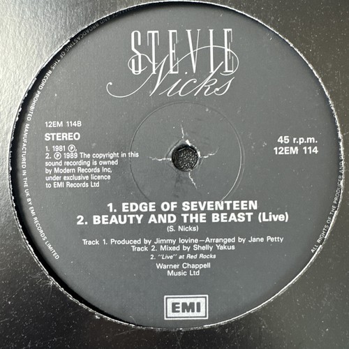 Stevie Nicks - Whole Lotta Trouble / Edge Of Seventeen VINYL 12" 12EM114 EX - Picture 2 of 2