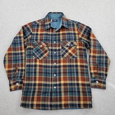 Wrangler Shacket Mens Medium VTG Heavyweight Flannel Jacket Lined Lumberjack
