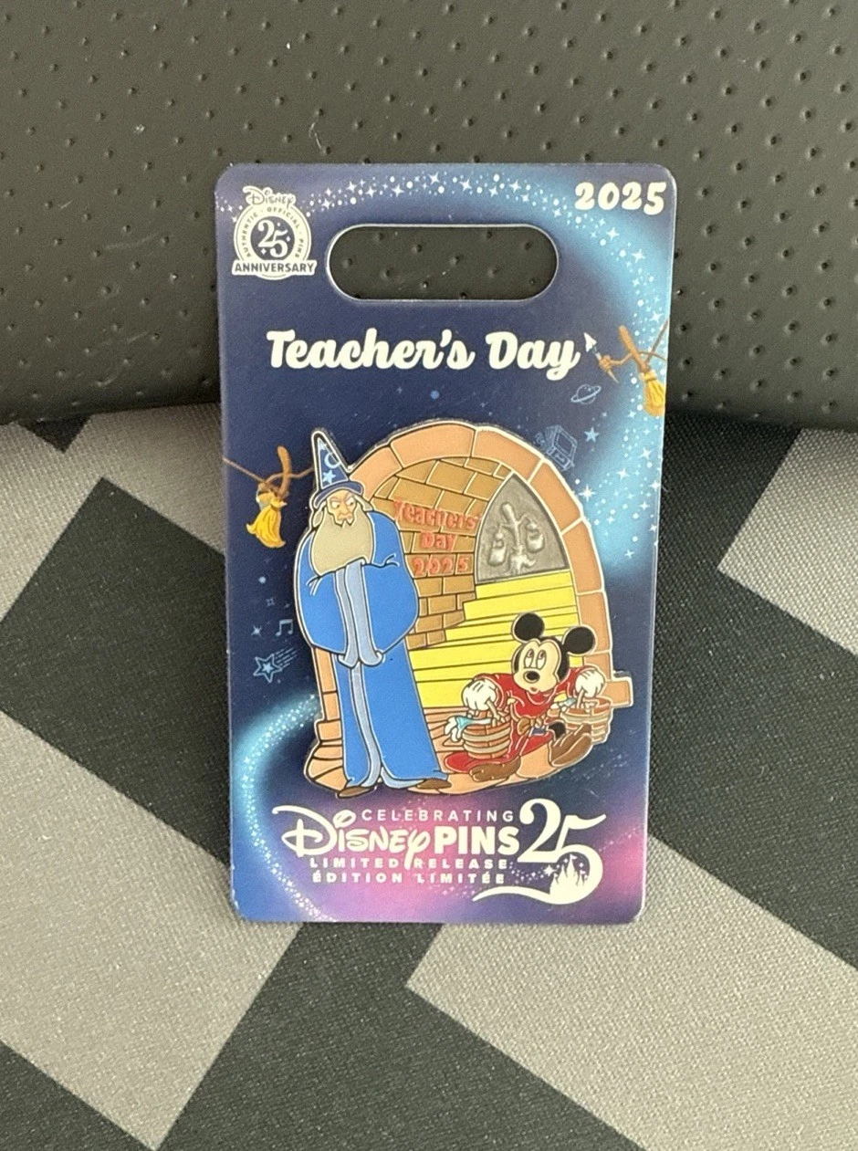 Disney Parks Pin 2025 Teacher’s Day Sorcerer Mickey Yensid Fantasia LR 25th