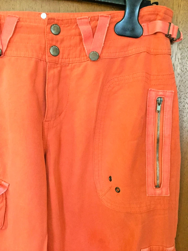Pantalones Cortos Carga DA-NANG RARO Excedente Indo-China Jalea (brillante) Naranja 100% Seda S Foto 3 de 4