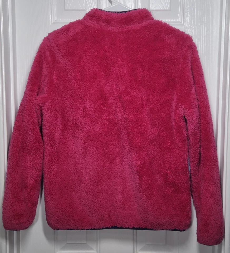 Eddie Bauer Jacket Youth Girls Sz L (14) Pink Blue Fleece Full Zip Fuzzy Sherpa - Image 2 of 4