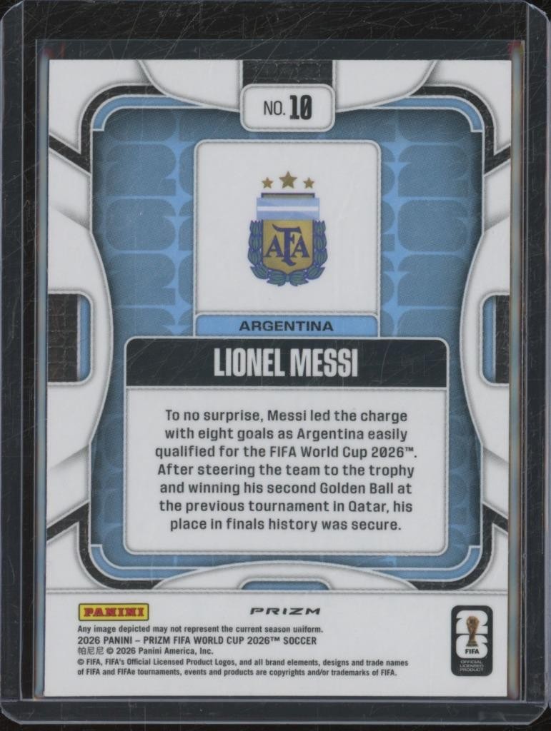 2026 Panini Prizm World Cup LIONEL MESSI #10 Silver Wave Parallel JA278 view 2