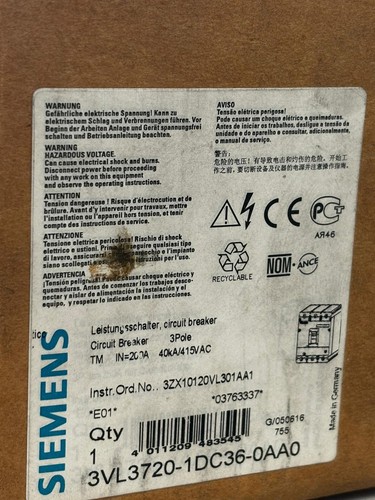 SIEMENS 3VL3720-1DC36-0AA0 Leistungsschalter / Circuit Breaker - Picture 3 of 3