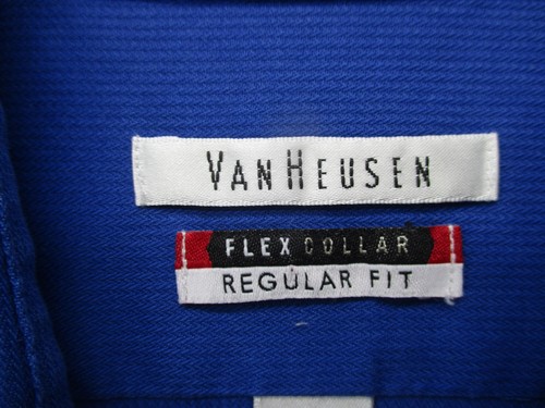 Van Heusen Shirt Mens 17 34/35 Blue Flex Collar Regular Fit Wrinkle Free Dress - Picture 5 of 17