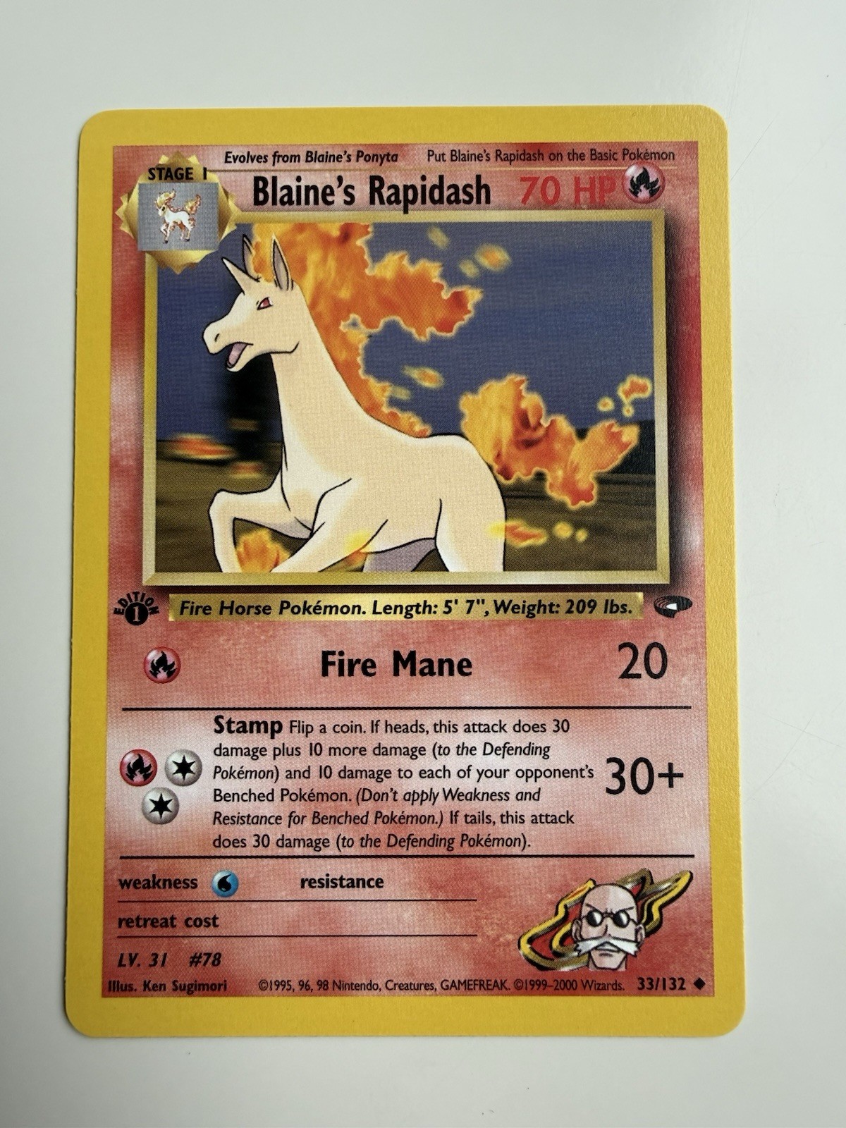 Blaine's Rapidash 33/132 Uncommon Gym Challenge Pokemon 1st Edition NM/M