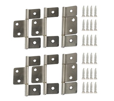 6-Pack Silver Three Leaf Non-Mortised Hinge for Mobile Home RV Interior