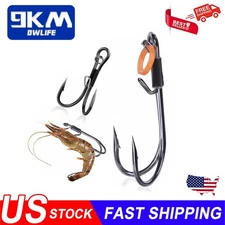 9KM 10Pcs Double Live Shrimp Hooks Set Catfish Fishing Hooks Shrimp Holder Hooks