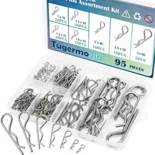 95 Pcs 7 Sizes Stainless Steel Cotter Pin Assortment Kit R Shaped Cotter Pins