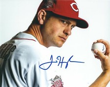 Signed 8x10 JARED HUGHES Cincinnati Reds Autographed photo- COA 