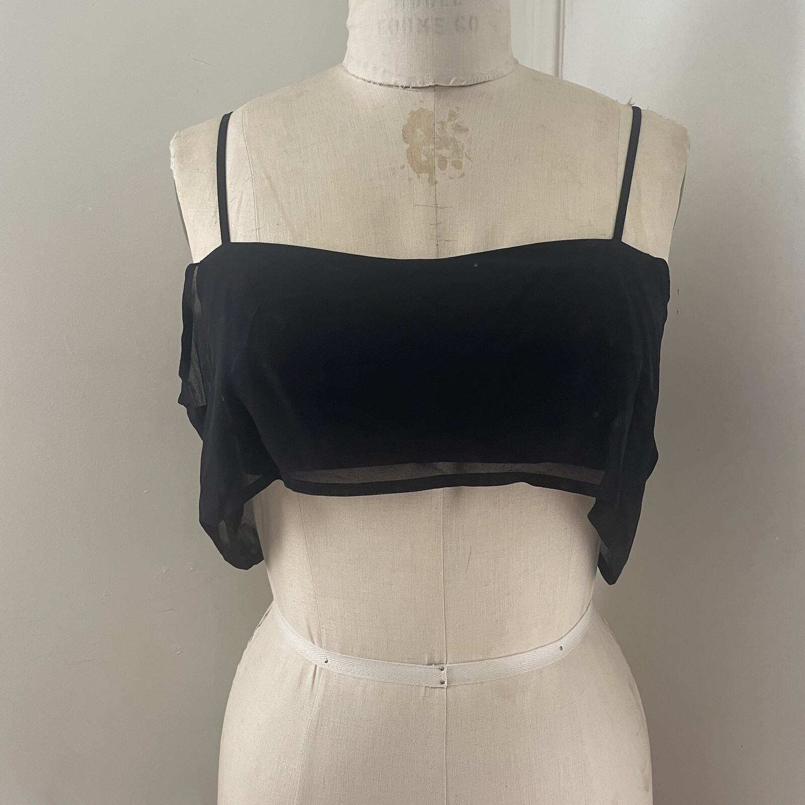 Reformation Black Crop Top Camisole Shirt double … - image 2