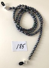 Dark Peacock Freshwater Pearl Eyeglass Sunglass Leash Holder Purple Blue Copper