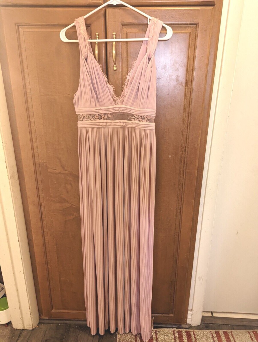 ASOS Design Premium Twist Strap Lace Insert Maxi Soft Pink US M UK12 Sold Out