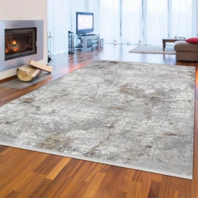 Tapis en laine abstrait-classique avec Franges | salon | couleur apaisante beige - Photo 1/4