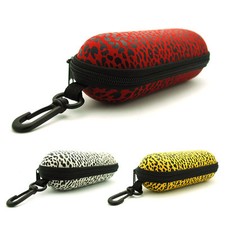 Leopard Print Zipper Case with Plastic Clasp for Sunglasses or Eye Glasses