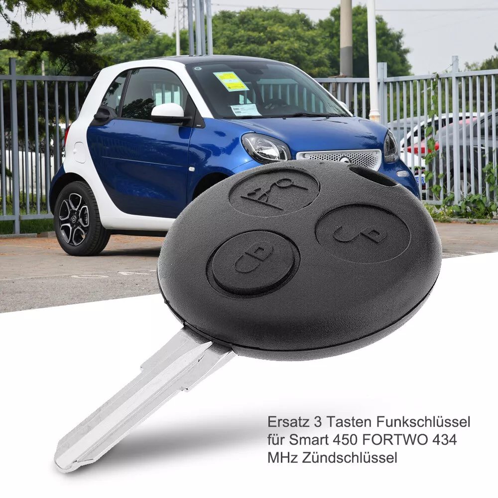 Auto Schlüssel Gehäuse für Smart ForTwo 450 452 Rohling Funk 3 Tasten mit  CR2016 kaufen bei