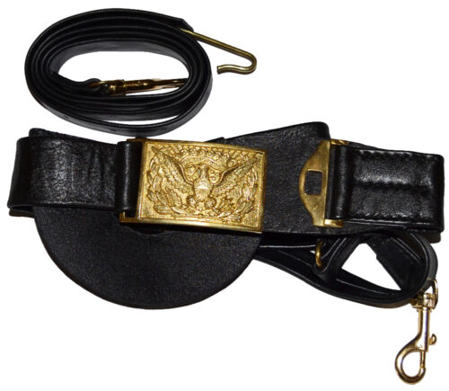 Civil Indian War Union Cavalry Officers Leather Sword Belt & Square Buckle,NEW - Picture 1 of 2