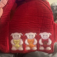 Baby FAO SCHWARTZ 3 Lil Pigs Three Barns Plush Play Toy Red Orange Yellow