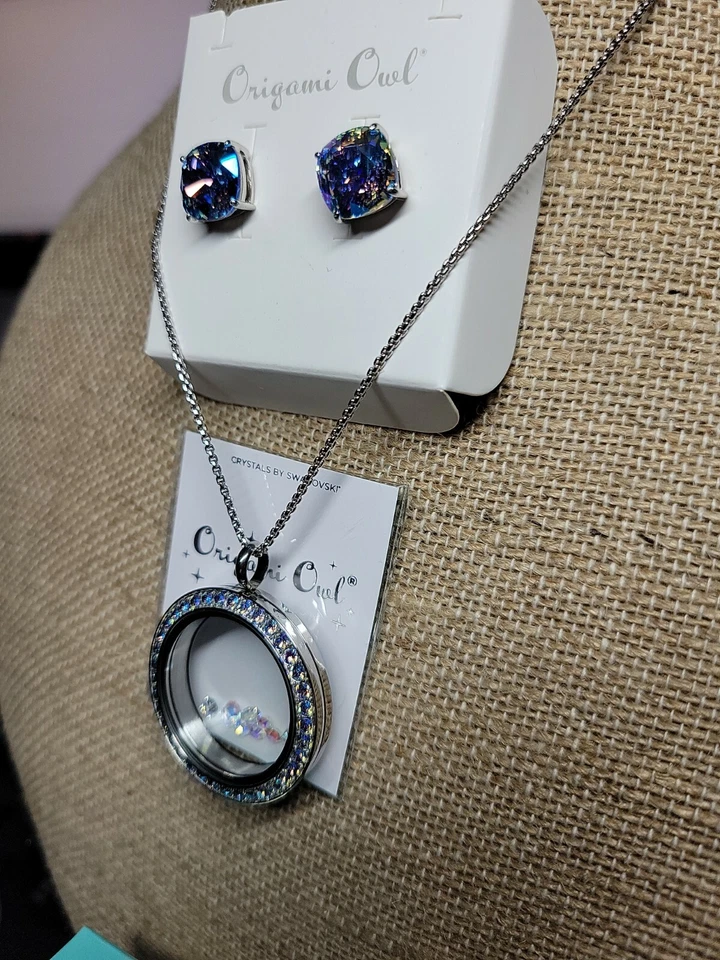 Collar medallón Origami OWL vida navideña gritos IRIDISCENTES/ERs. polvo de estrellas y cadena Foto 4 de 4