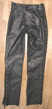 RABERG  -  lange schmale Schnür LEDERJEANS  Lederhose in schwarz ca. W26 / L33