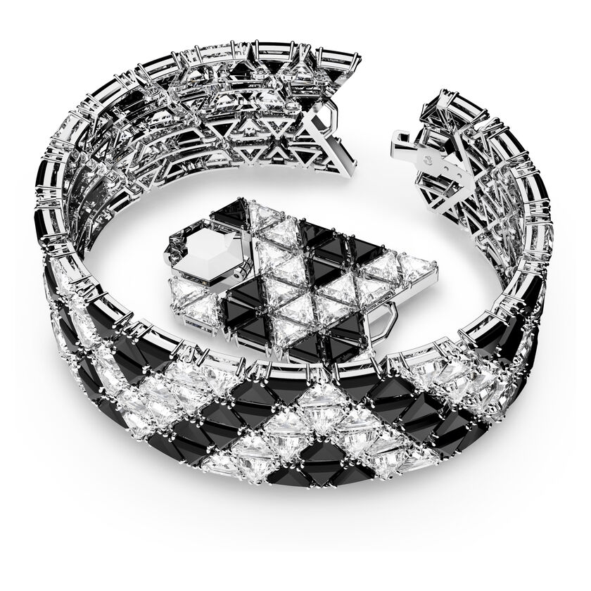 Swarovski Bracelet Ortyx cuff Triangle cut Black Rhodium plated