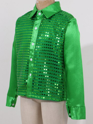 Kids Boys Tee Choir Shirt Stage Jacket Glittery Costume Latin Wedding Sequined - Picture 68 of 84