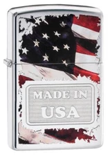 Zippo Windproof Lighter With Made in the USA & American Flag, 29679, New In Box