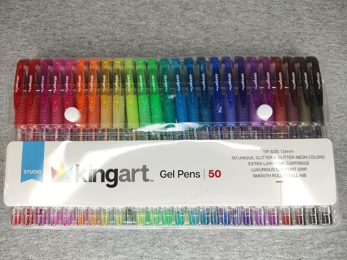 KINGART Gel Pens Set of 50 Glitter and Glitter Neon Colors