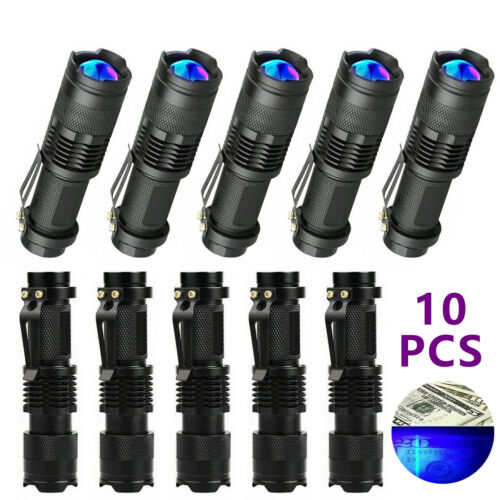 Ultra Violet LED Flashlight UV 395nm Blacklight Light Inspection Torch Lamp X10