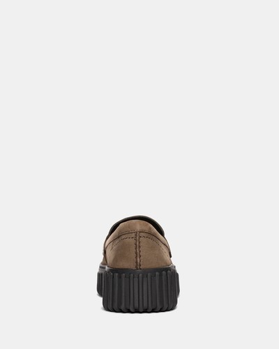 BNIB Clarks Ladies TORHILL PENNY Dark Olive Nubuck Leather Loafer Shoes - Picture 3 of 8
