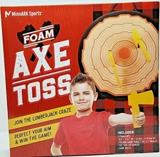 Foam Axe Throwing Toss Indoor Game Includes 2 Lightweight Axes & Target Tomahawk