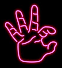17" OK Gesture Acrylic Neon Sign Light Lamp Glass Gift Visual Bar Beer Decor JY
