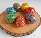 Set of 7 Ukrainian Easter Wooden Eggs Hand painted Traditional Pysanka