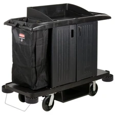 Rubbermaid FG619100BLA Full Size Housekeeping Cart with Doors 60" x 22" x 50"