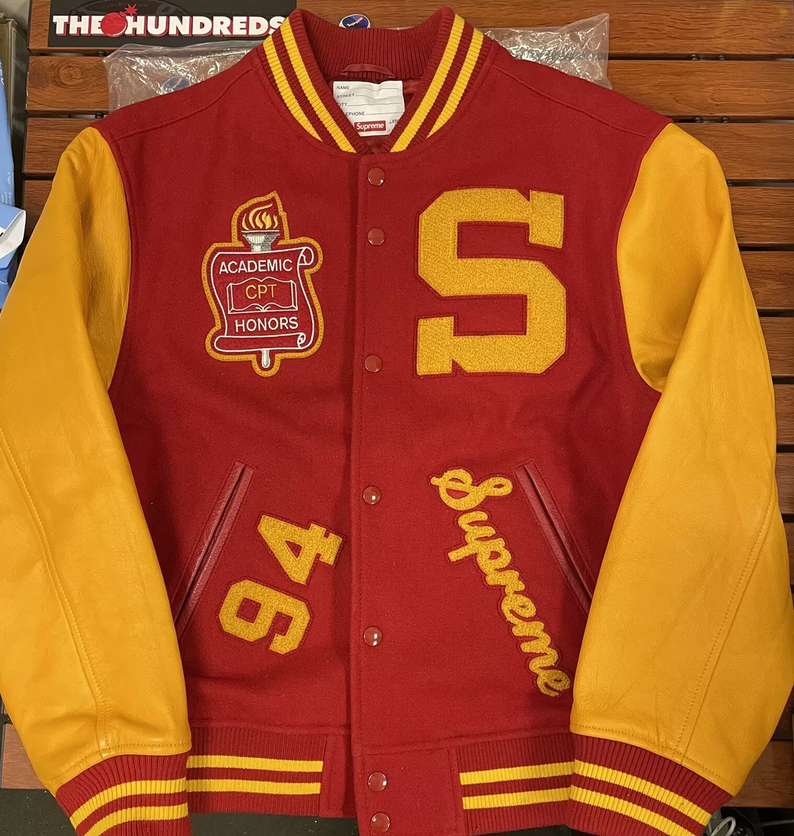 **Pre-owned** Supreme FW19 Team Varsity Jacket Red Men Size Medium
