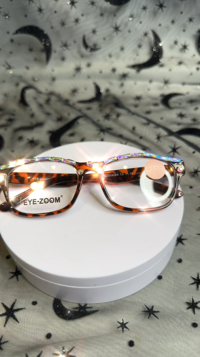 Swarovski Crystal Reading Glasses With Leopard Print New With Tags & Case +4.00 Reading Glasses 1.75 Crystal Swarovski Custom Animal Print  main image 3