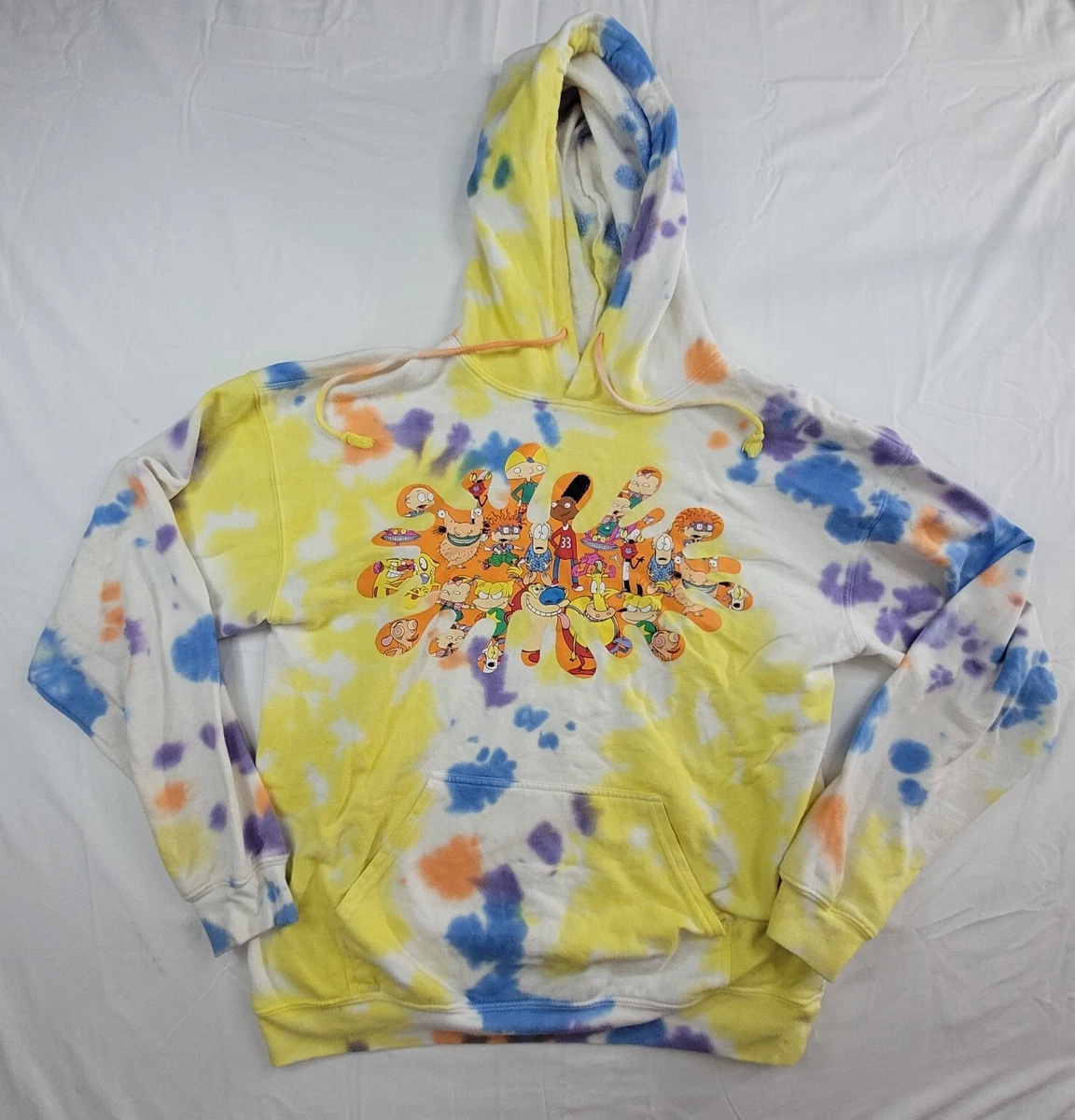 Nickelodeon Hoodie Women Sz Medium Tie Dye Rugrats CatDog