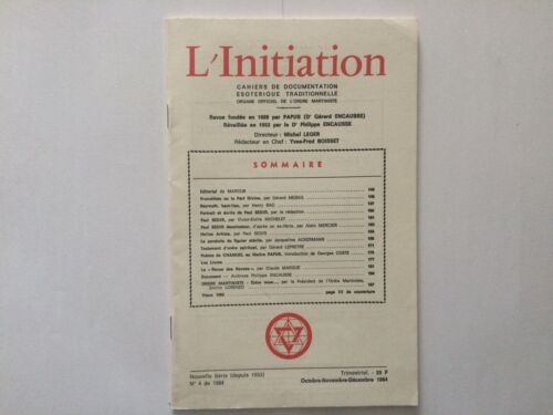 L'INITIATION N°4 1984 CAHIERS DOCUMENTATION ESOTERIQUE TRADITIONNELLE ESOTERISME - Picture 1 of 1