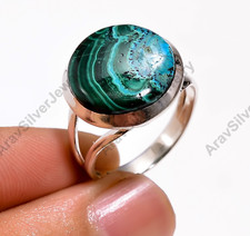 Natural Azurite Malachite Gemstone Ring 925 Sterling Silver Rings Gift for Her