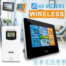 In/Outdoor Digital LCD Wireless Color Weather Station Calendar Thermometer Clock