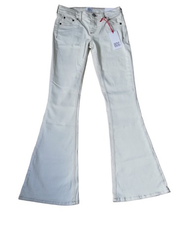 Ladies Denim Jeans Urban Outfitters Flared Trousers Low Rise BDG Blue Ivory - Picture 2 of 17
