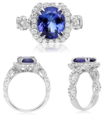 14k White Gold .69 CT Round Tanzanite & Diamond Halo Pendant 14k White Gold .69 CT Round Tanzanite & Diamond Halo Pendant