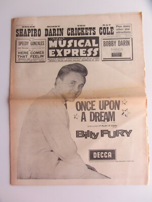  BILLY FURY  FRONT COVER  ORIG JULY  27TH  1963  N.M.E. MUSIC PAPER  