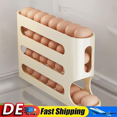 4 Layers Automatic Scrolling Egg Rack Space-Saving for Refrigerator Storage