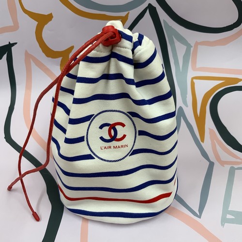 New, Drawstring Cotton Dust Bag, Navy Stripe